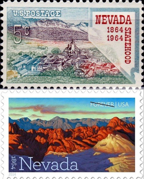USA, Scott Nr 1248 (1964) and 4907 (2014)