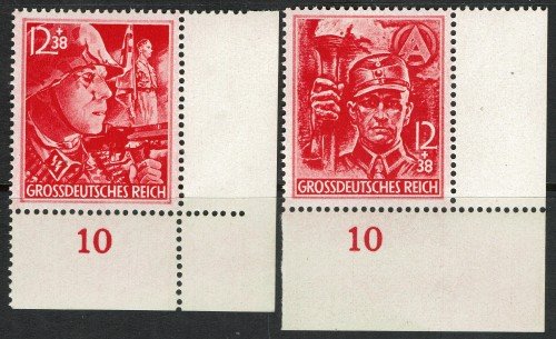 The last stamps issued before the fall of the third reich.