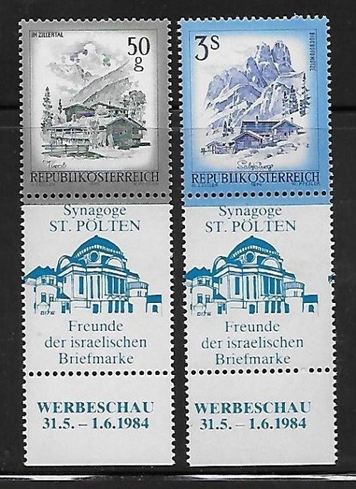 Austria 958 & 963 with St Polten Synagogue Tabs