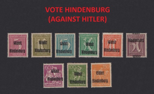 Weimar Postage Stamps With Anti-Hitler Political Propaganda Overprints