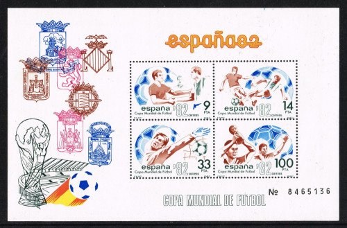 1982-06-13, España, Copa Mundial de Fútbol España 82 (Ciudades Vigo, Valencia, Zaragoza, Oviedo, Valladolid, Málaga. Sévilla), Edifil no. 2665.