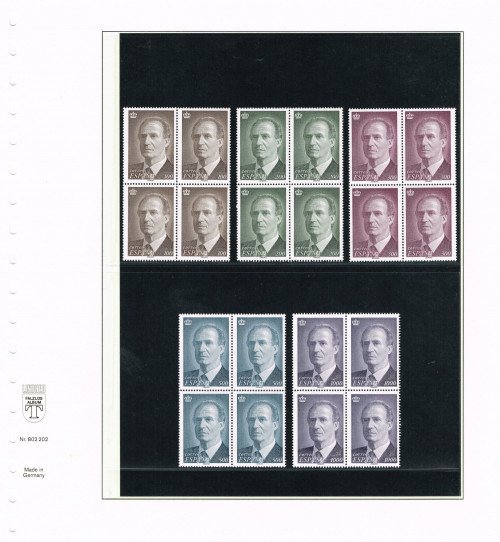 22-11-1995, Spain, 20th anniversary of King Juan Carlos I's accession (1000 ptas), Edifil no. 3403.
12-12-1996, Spain, Definitives (100, 200, 300, and 500 ptas), Edifil nos. 3461-3464.
Engraving by Alfredo de Oro Sanz (F.N.M.T.), Recess-printed by F.N.M.T.